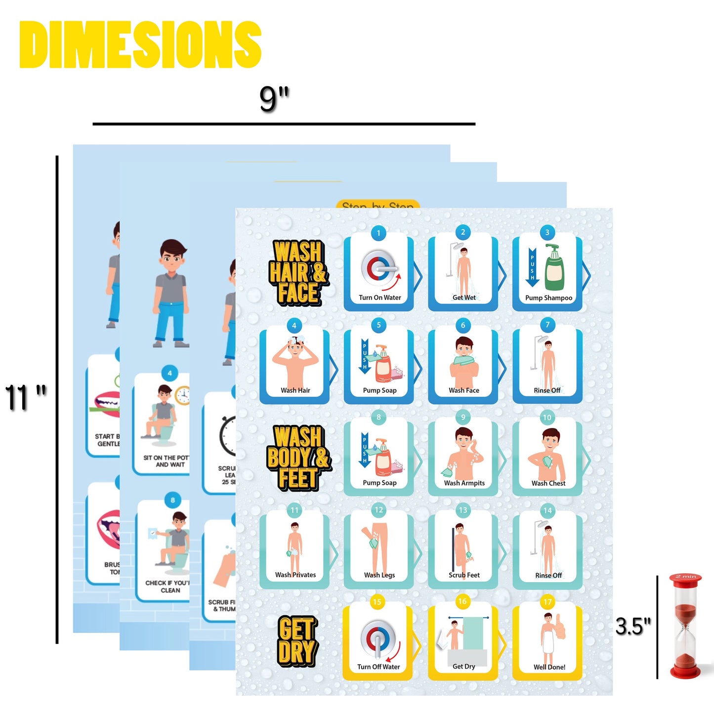 Hygiene Routine Chart Set (4-Pack)