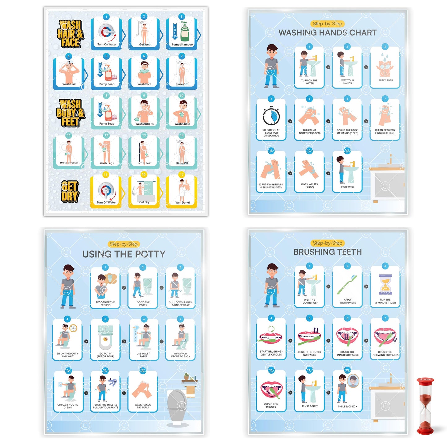 Hygiene Routine Chart Set (4-Pack)