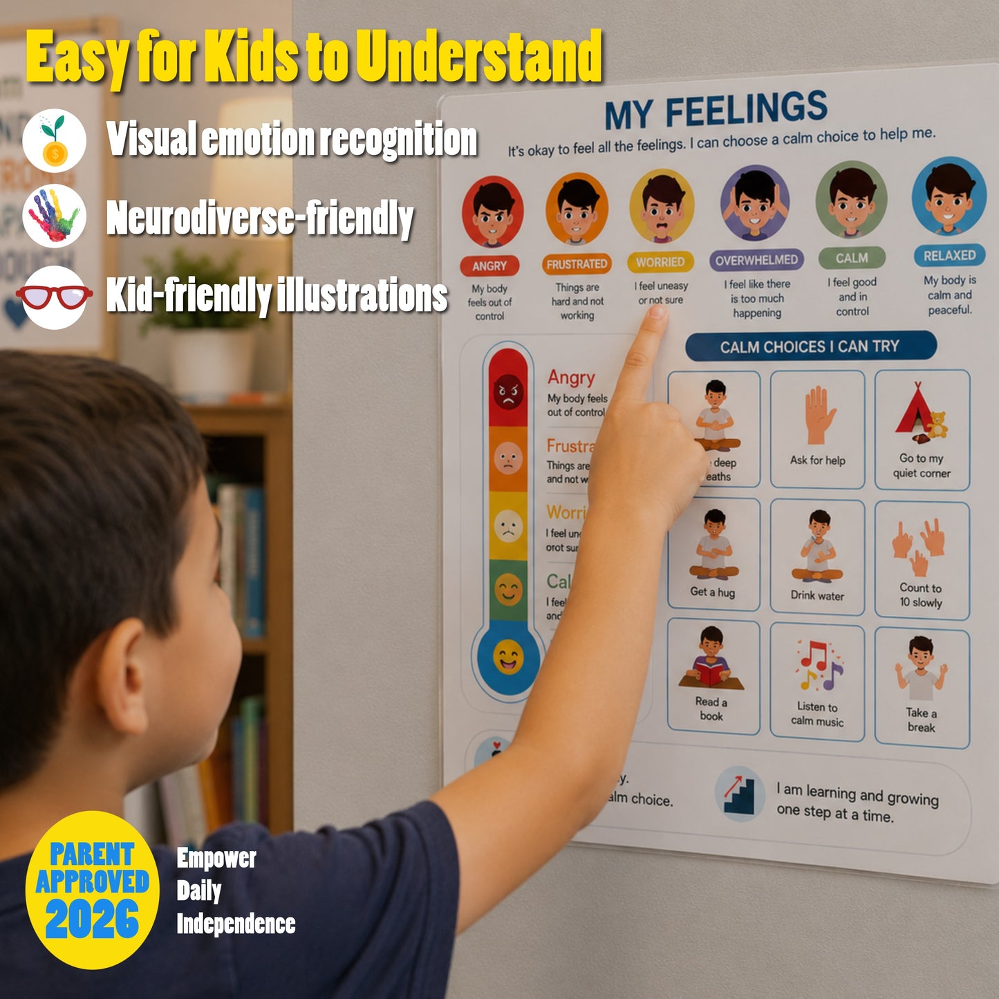 Feelings Chart for Kids – Emotional Regulation Poster, Emotion Chart