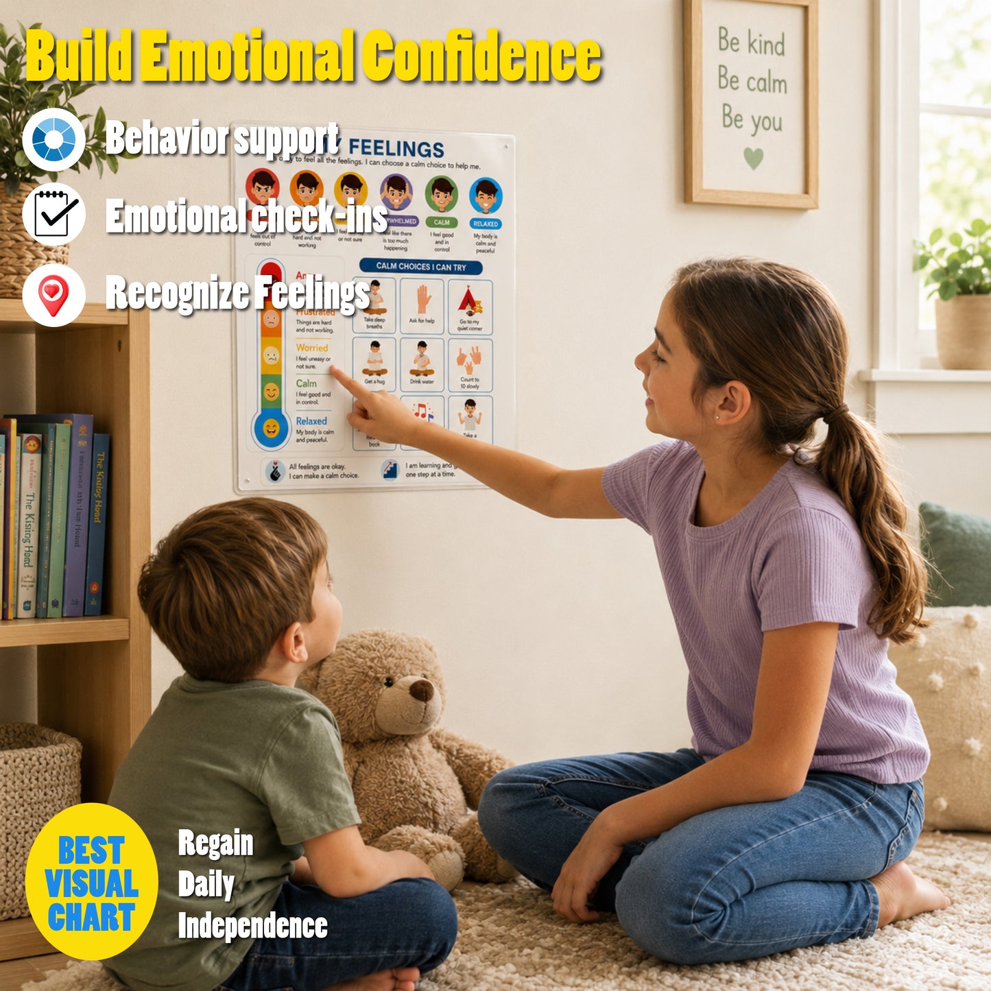 Feelings Chart for Kids – Emotional Regulation Poster, Emotion Chart
