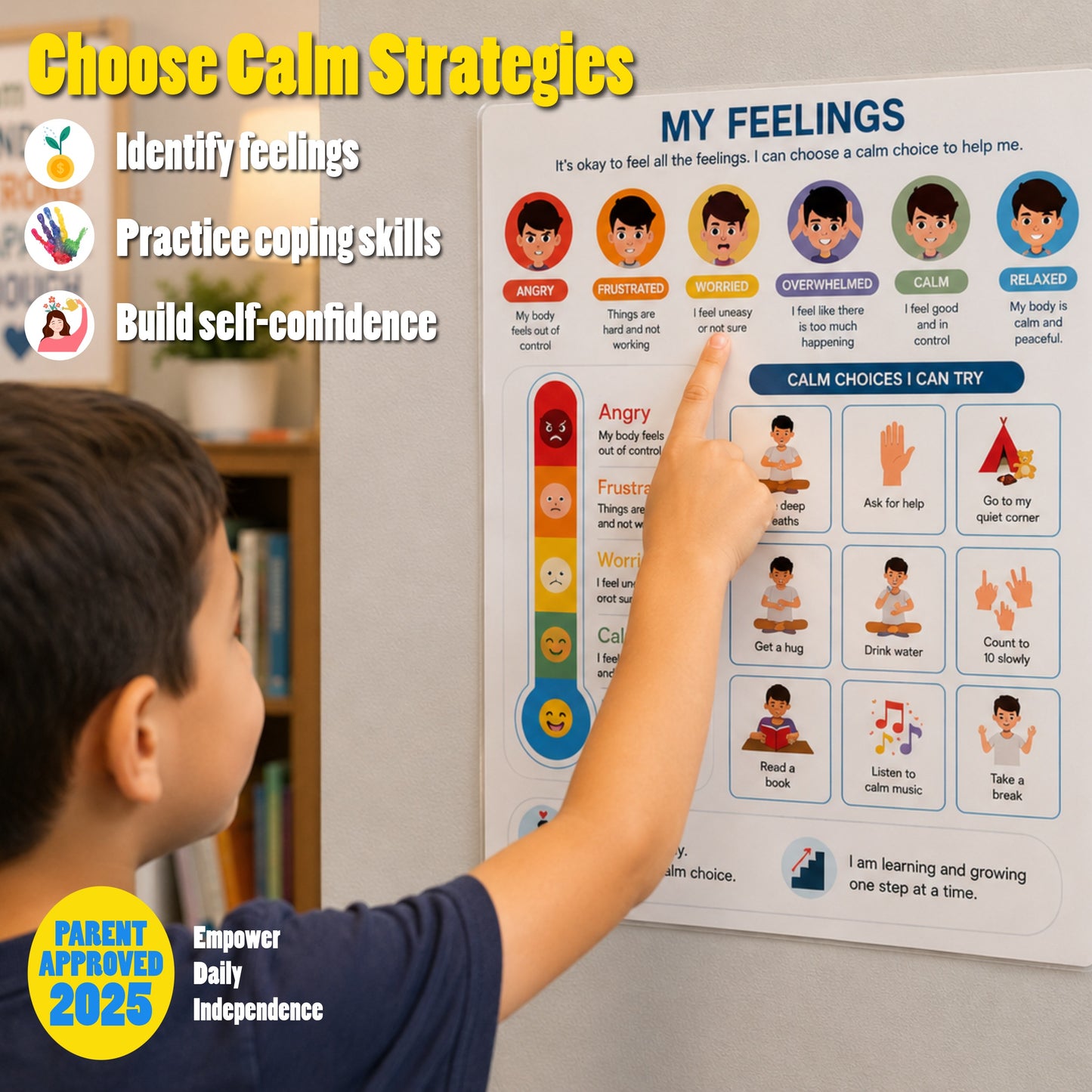 Emotional Support Bundle for Kids – Feelings Chart, Communication & Calm Down Visual Aid