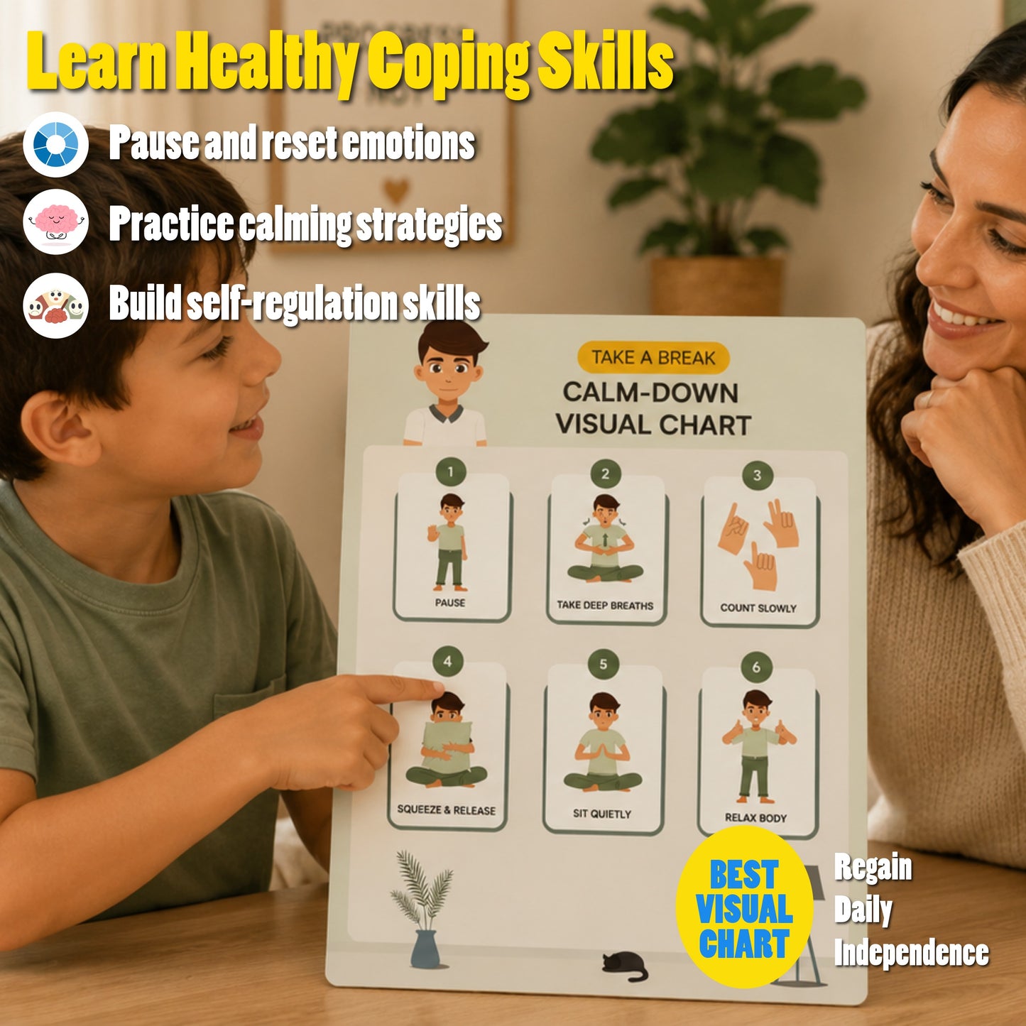 Emotional Support Bundle for Kids – Feelings Chart, Communication & Calm Down Visual Aid